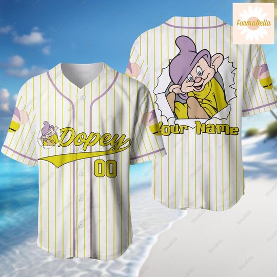 Dopey Jersey Shirt, Personalized Baseball Jersey, Disney Dopey Jersey, Seven Dwarfs