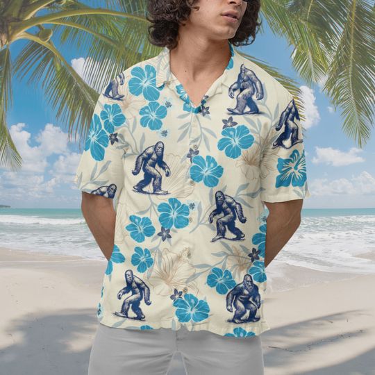 Bigfoot Shirt, Bigfoot Hawaiian Shirt Sasquatch Short-sleeve Hawaiian Shirt Cryptid Shirt Cryptozoology