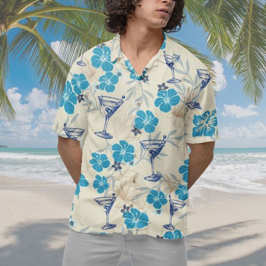 Martini Hawaiian Shirt, Martini Shirt Cocktail Short-sleeve Hawaiian Shirt Bartending