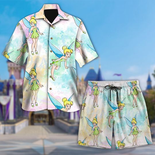 Tinkerbell Hawaii Beach Shirt And Short, Tinkerbell Movie Button Up Shirt, Movie Hawaiian Shirt, Funny Shirt Gift, Fairy 3D All Over Print Shirt
