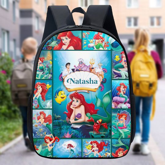 Personalized Princess Movie Backpack, Characters Lunch Bag, Mermaid Movie Water Bottle, Cartoon School Bag, Cartoon Tumbler, School Gift