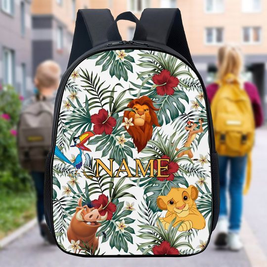 Personalize Backpack Animal Kingdom Safari Bag, Lion All Over Print Lunch Bag, Tropical Family Bottle, Summer Holiday Back To School