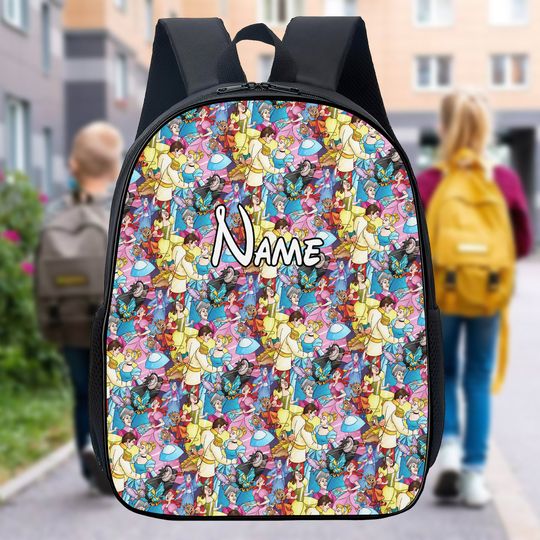 Personalize Backpack Princess And Prince Dancing Bag, Princess Movie Bottle, Couple Movie Characters 3D All Over Print Backpack