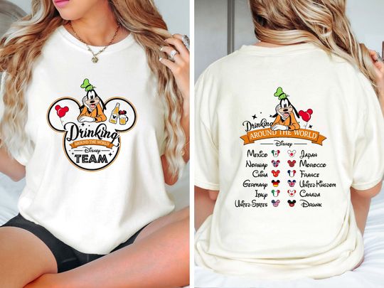 Drinking Around The World Disney Team Shirt, Comfort Colors Disney Goofy Shirt, Epcot Drinking Shirt, Goofy Shirt, Epcot Food and Wine