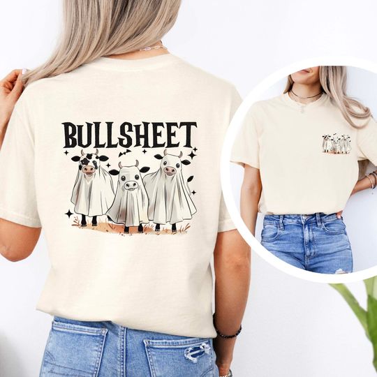 Bull Sheet Bullsheet Halloween T-shirt, Funny Cow Ghost Sweatshirt, Halloween Bat Shirt, Cattle Breader Farmer Sweater, Trick Or Treat Gift