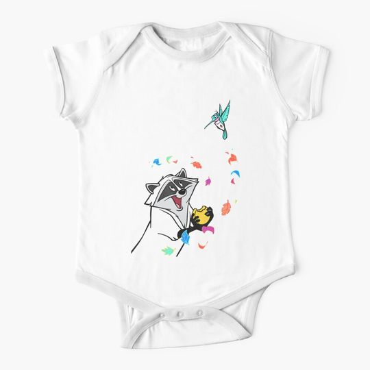Disney Pocahontas Meeko Flit Colorful Leafs Fall Baby  Onesies, baby bodysuit