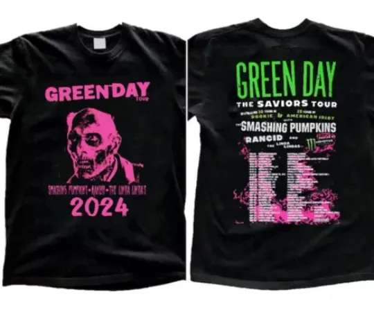 Green Day The Saviors 2024 Tour T-shirt Green Day Concert Shirt Rock Band Green | Cotton Short Sleeve Shirt | Music Casual Tee