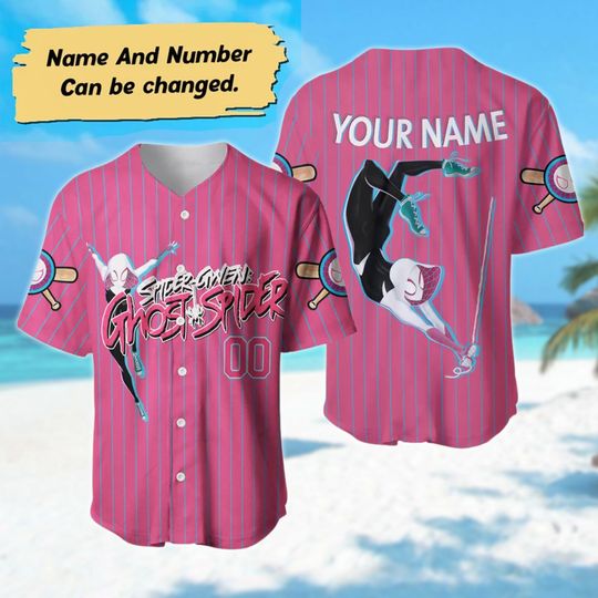 Personalized Spider Gwen Baseball Jersey, Custom Name Spider-Woman Basketball Jersey, Funny Spider Character Baseball Gift, Cartoon Shirt
