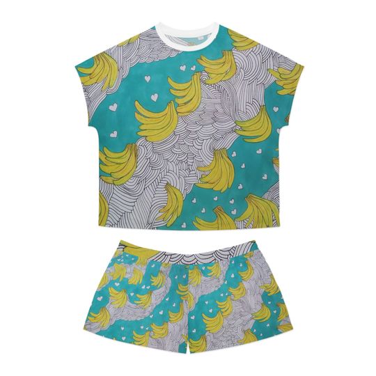 Women's banana Pajamas Set, Short Sleeve Pajama Sets for Women, Girls, Homewear, Sleepwear