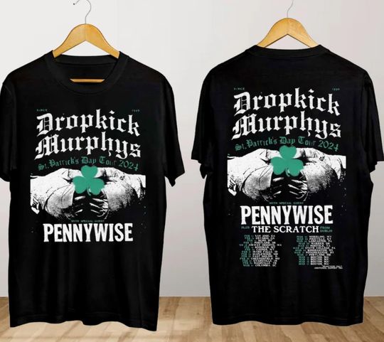 Dropkick Murphys St. PatrickS Day Tour Shirt, Dropkick Murphys Band Double Side, Vintage 90s Coton T-shirt, Unisex Short Sleeve T-shirt, Gift For Fan