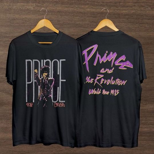 Vintage 1985 Prince And The Revolution Pur Rain World Tour Shirt, Vintage 90s Coton T-shirt, Unisex Short Sleeve T-shirt, Gift For Fan