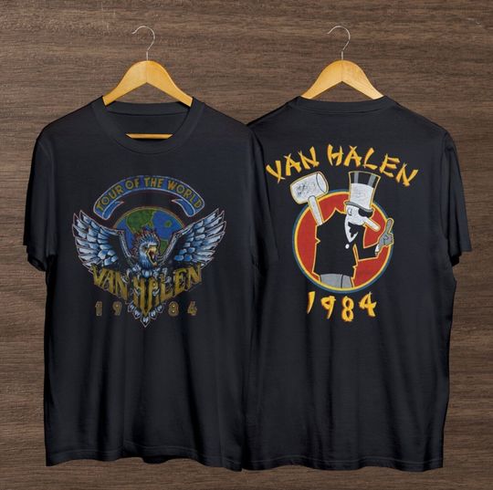 van Tour of The World 1984 T-Shirt, Vintage van Retro 90s Shirt, Vintage 90s Coton T-shirt, Unisex Short Sleeve T-shirt, Gift For Fan