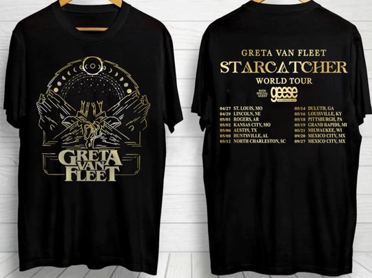 2024 Greta Van Fleet Starcatcher World Tour Unisex T-Shirt, Vintage 90s Coton T-shirt, Unisex Short Sleeve T-shirt, Gift For Fan