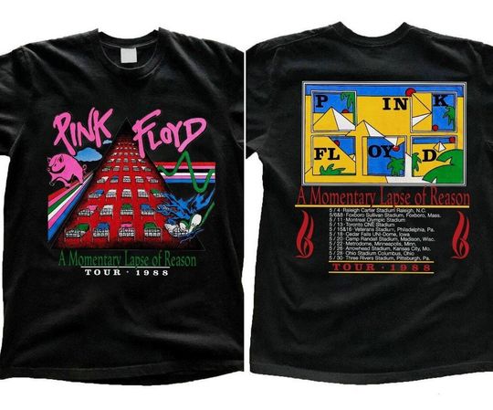 Vintage Pink Floyd Rock Band Momentary Lapse Of Reason Tour 1988 Unisex T-Shirt, Vintage 90s Coton T-shirt, Unisex Short Sleeve T-shirt, Gift For Fan