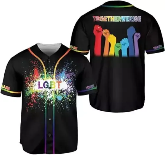 Custom LGBT Pride Rainbow Baseball Jersey, Summer Cotton Short Sleeve Shirt, Funny Gift Ideas for Pride Month
