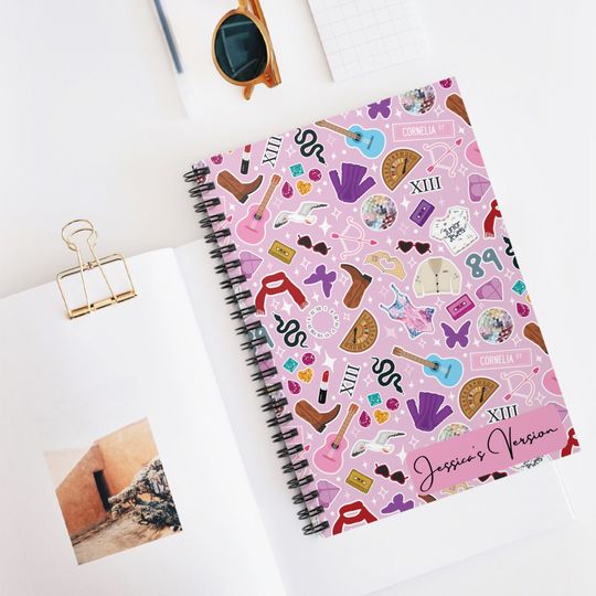 Personalized Taylor Spiral Notebook, taylor version Notebook, Taylor Merch, Gift for taylor version, In My Book Era, Eras Tour, Pink Personalized Notebook