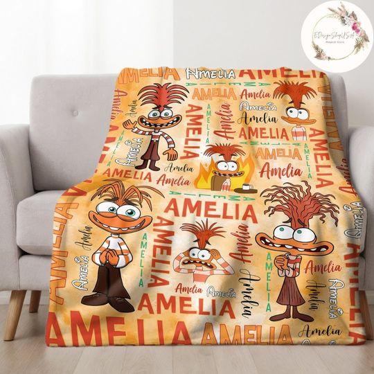Personalized Watercolor Disney Pixar Inside Out Anxiety Blanket