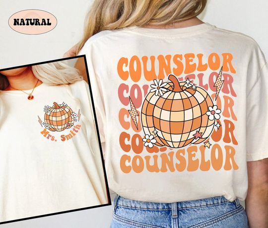 School Counselor Shirt, Retro Fall School Counselor Shirt, Personalized Counselor Shirt, Fall Vibes Counselor Shirt, School Counselor Gift