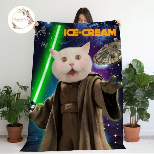 Custom Face Photo & Name Disney Star Wars Blanket, Birthday Boy Girl Pet Baby Blanket