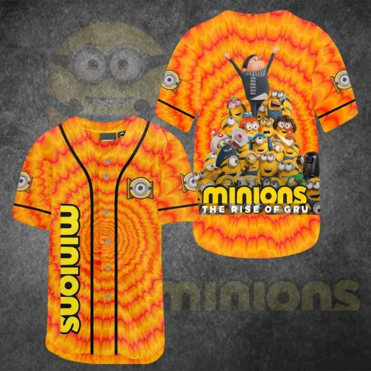 Minion Dizzy Vision Creative from Despicable Me Baseball Jersey, Summer Cotton Short Sleeve Shirt, Cute Gifts for Fans, Cartoon Men Clothing for Men, Women and Kids