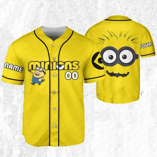 Funny Kevin from Despicable Me Baseball Jersey, Summer Cotton Short Sleeve Shirt, Cute Gifts for Fans, Cartoon Men Clothing for Men, Women and Kids