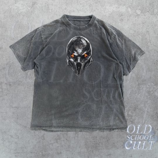 Metal Face Y2k Graphic T-Shirt | Gothic Metal Face Tee | Retro Unisex 90s Tee | Warrior Tee | Oversized Classic Shirt |