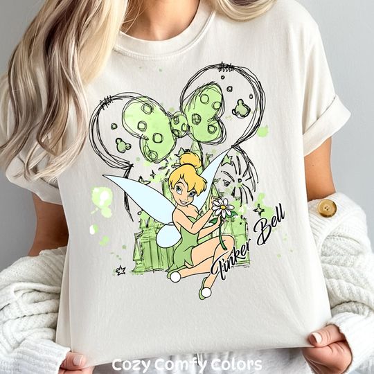 Comfort Colors Tinker Bell Shirt, Disney Castle Minnie Tinkerbell T-shirt, Unisex Crewneck Adult Tee, Child, Youth, Toddler