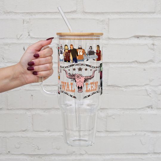 Wallen 40oz Tumbler With Lid and Straw, Wallen Western Iced Coffee Glass, Retro Country Music Cup One Thing at a Time, Wallen Wasted on You