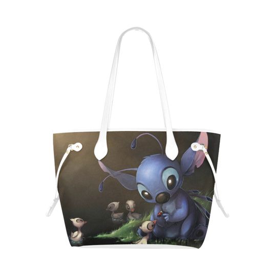 Stitch Leather Tote Bag | Gift For Women | Gift For Teacher | Cartoon Leather