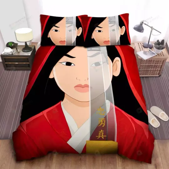 Two Sides Of Disney Princess Mulan Quilt Duvet Cover Set King Doona Cover