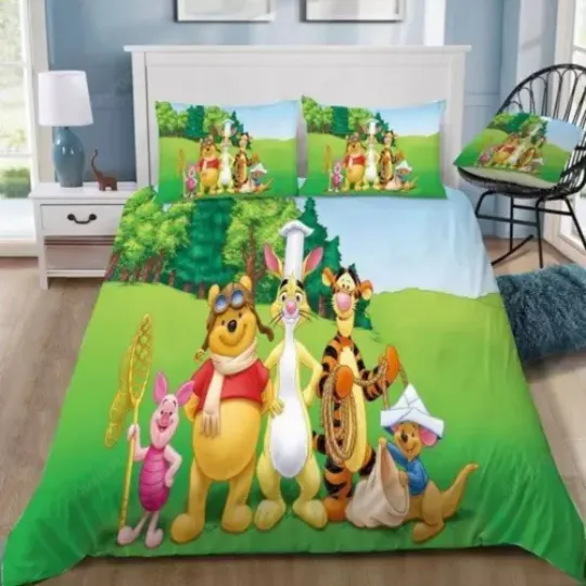 Disney Winnie The Pooh #45 Quilt Duvet Cover Set Bed Linen Home Textiles