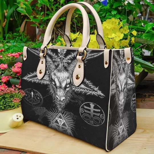 Vintage Satanic Devil Goat Dark Black Purse Handbag,satanic Goat Leather Bag,Wicca Leather handbag,Crossbody Bag,Satanic Goat Shoulder Bag