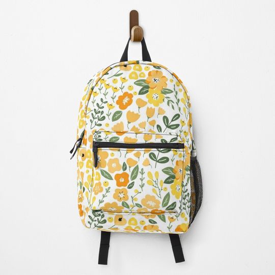 Ditsy Florals, Yellow and Green Backpack
