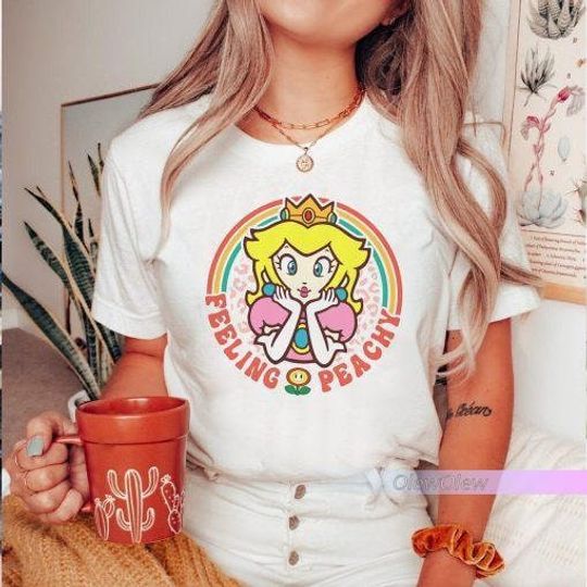 Retro Princess Peach Shirt, Princess Peach Mario Comfortable Short Sleeve Sports Tee for Men, Women, Kids - Trending Street Fashion