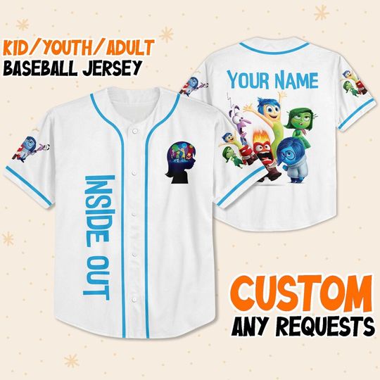 Personalized Disney Inside Out Characters, Disneyland Baseball Jersey, Inside Out 2 Athletic Jersey, Funny Family Gift For Fans