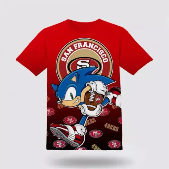 football San Francisco 49ers Sonic 3D T-Shirt | Cotton Short Sleeve Tee | Disney Costum | Disneyland Trip Outfit
