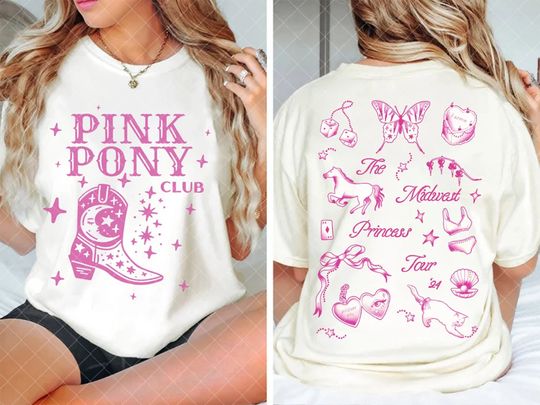 Chappell Roan Pink Pony Club Double Sided Shirt, Rise and Fall of a Midwest Princess Shirt, Chappell Roan Fan Shirt, Gift for Fan, Comfortable Short Sleeve Tee for Men, Women, Kids