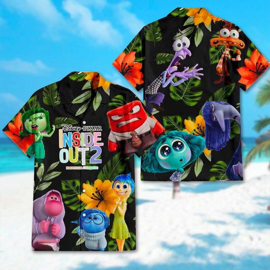 Inside Out 2 Characters Hawaiian Shirt, Feeling Emotions Characters Hawaii Shirt, Summer Trip All Over Print Button Up, Aloha Summer Shirt