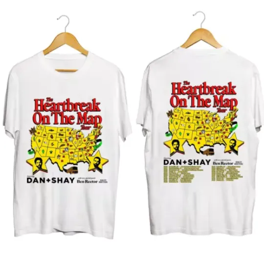 HOT SALE!! Dan And Shay Tour Heartbreak On The Map 2024 Band Fan Shirt | Cotton Short Sleeve Tee | Summer Casual Shirt