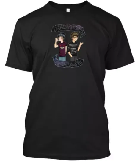 Dan And Phil Galaxy Print Drawing T-Shirt Made in the USA T-Shirt | Cotton Short Sleeve Tee | Summer Casual Shirt