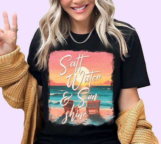 Salt Water Sunshine shirt Retro Summer unisex short sleeves t-shirt, Multiple colors full size S-5XL shirt, Trending summer gift