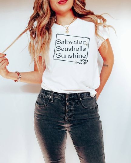 Saltwater Seashells Sunshine Summer Shirt, Retro Summer unisex short sleeves t-shirt, Multiple colors full size S-5XL shirt, Trending summer gift