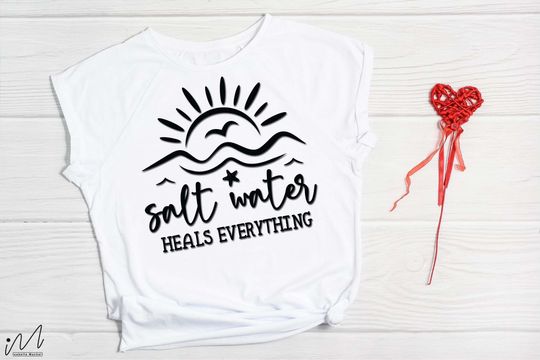 Salt water heals everything shirt, Retro Summer unisex short sleeves t-shirt, Multiple colors full size S-5XL shirt, Trending summer gift