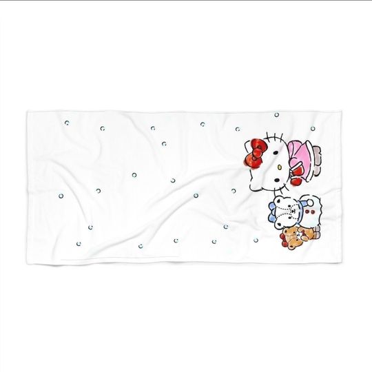 Hello kitty personalized beach towel Hello Kitty Beach Towel | Cat Beach Towel | Kitty Lover Gift | Towel for Kids | Kawaii Bath Towel | Poo