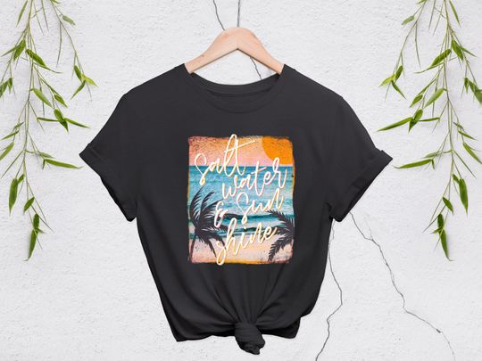 Salt water Sunshine Shirt, Summer Shirt For Women, Retro Sun T Shirt, Vintage Graphic T-Shirt, Kindness Tshirt, Motivational Shirt