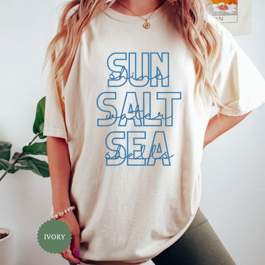 Cute Trendy Comfort Color Beachy Shirt, Sunshine Salt Water Sea Shells Shirt, Summer Vibes Tshirt, Ocean Inspired Tee, Hello Summer Crewneck