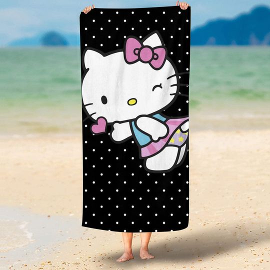 Hello Kitty Cute Girl Animal Beach Towel, Cartoon Home Decor Bath, Children Soft Hand Towels For Bathroom, Yoga, Swimming Pool
