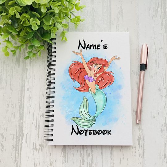 Personalised Ariel Little Mermaid Notebook | Gift | Any Name | Present | Birthday | Gift | Celebration