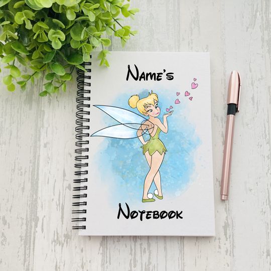 Personalised Tinkerbell Notebook | Gift | Any Name | Present | Birthday | Gift | Celebration | Teacher Gift