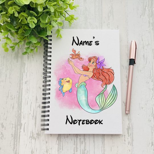 Personalised Ariel Little Mermaid Notebook | Gift | Teacher | Back to school | Christmas | Birthday | Celebration